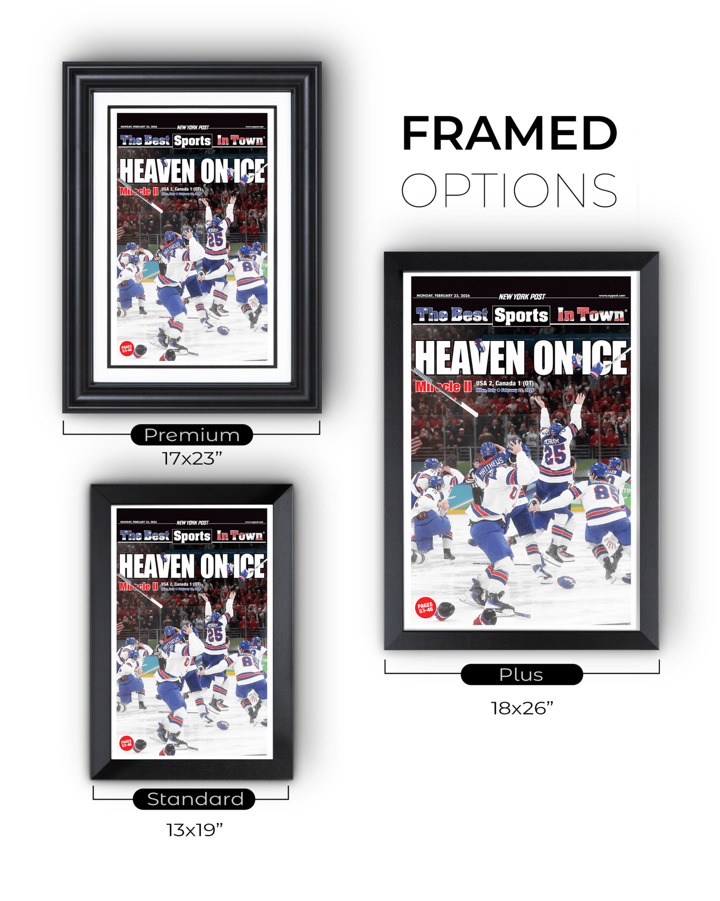 2026 Team USA Hockey “Heaven on Ice” Olympic Gold Medal Framed Newspaper - TitleGameFrames.com