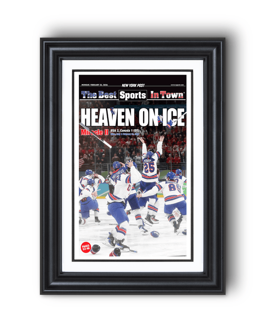 2026 Team USA Hockey “Heaven on Ice” Olympic Gold Medal Framed Newspaper - TitleGameFrames.com