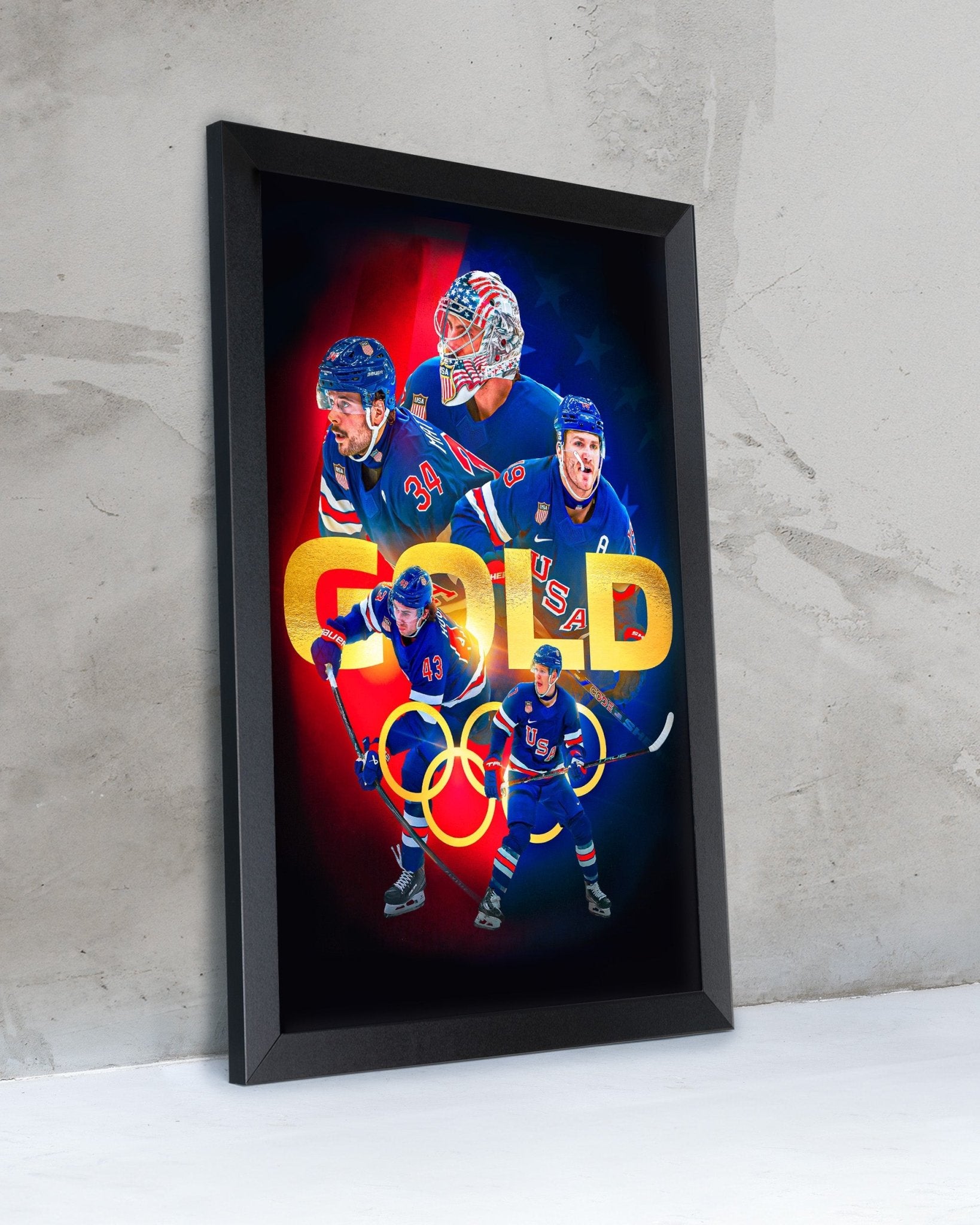 2026 Team USA Hockey Olympic Gold Medal Champions Poster – Overtime Victory vs Canada - TitleGameFrames.com