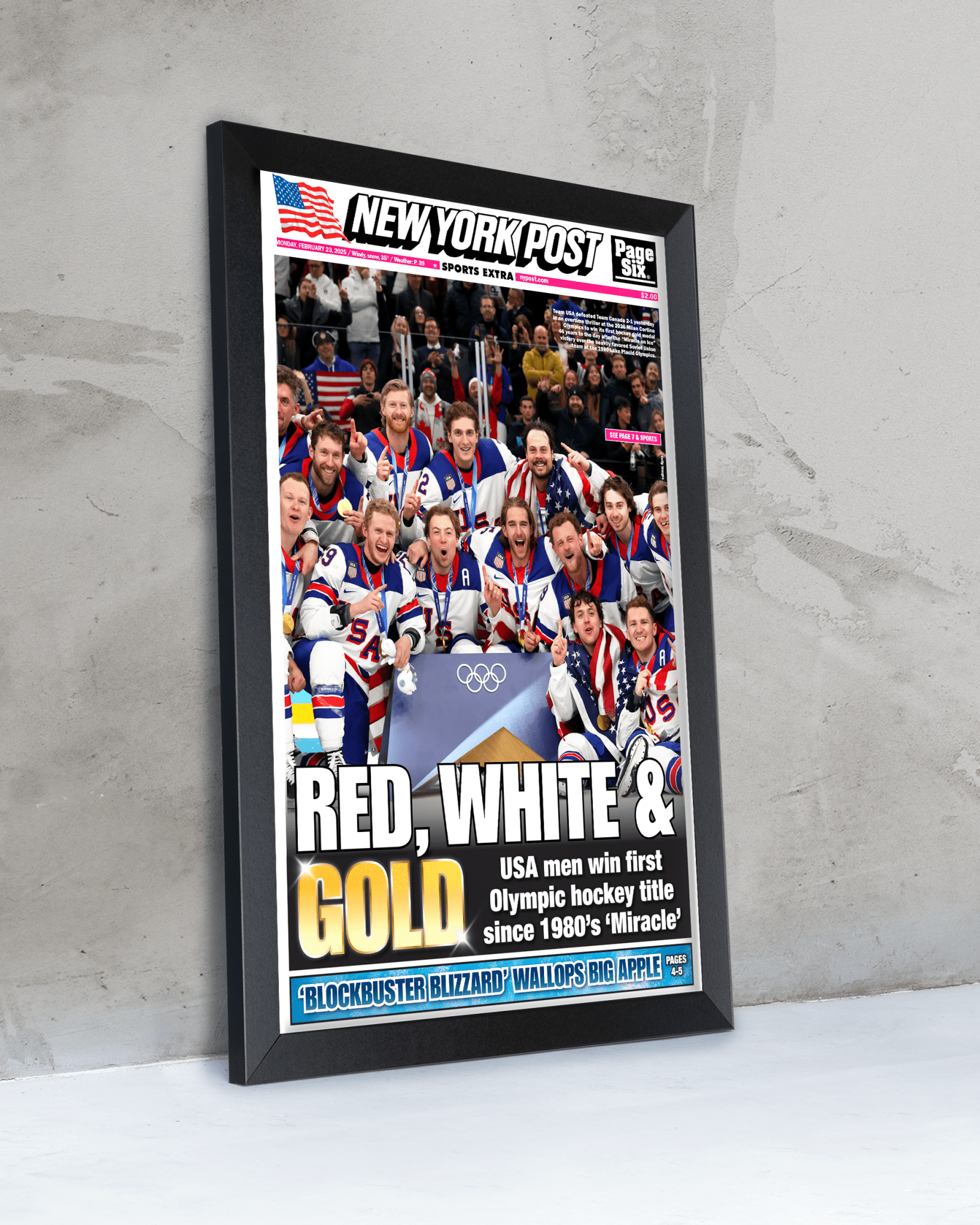 2026 Team USA Hockey “Red, White & Gold” Olympic Champions Framed Newspaper - TitleGameFrames.com