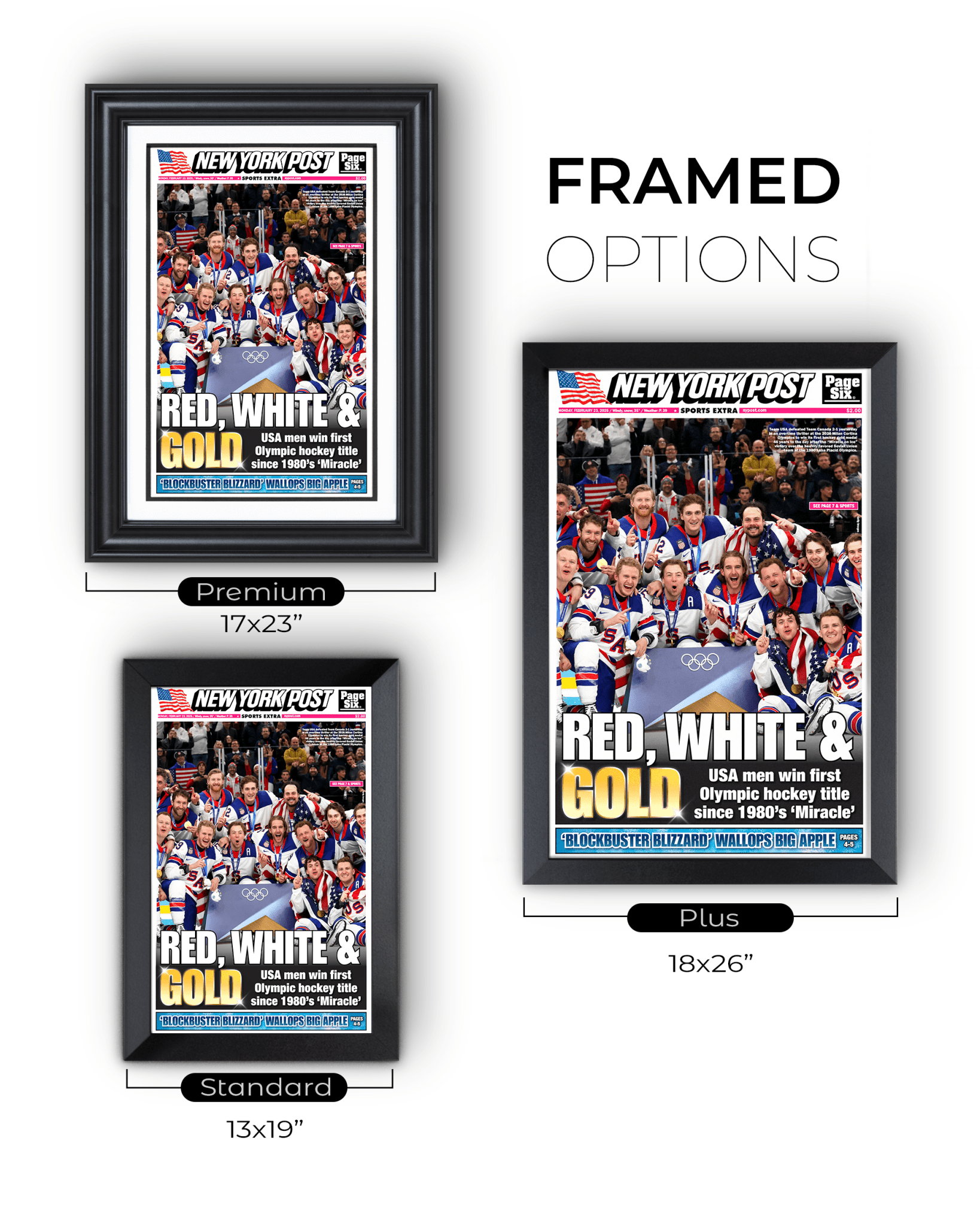 2026 Team USA Hockey “Red, White & Gold” Olympic Champions Framed Newspaper - TitleGameFrames.com