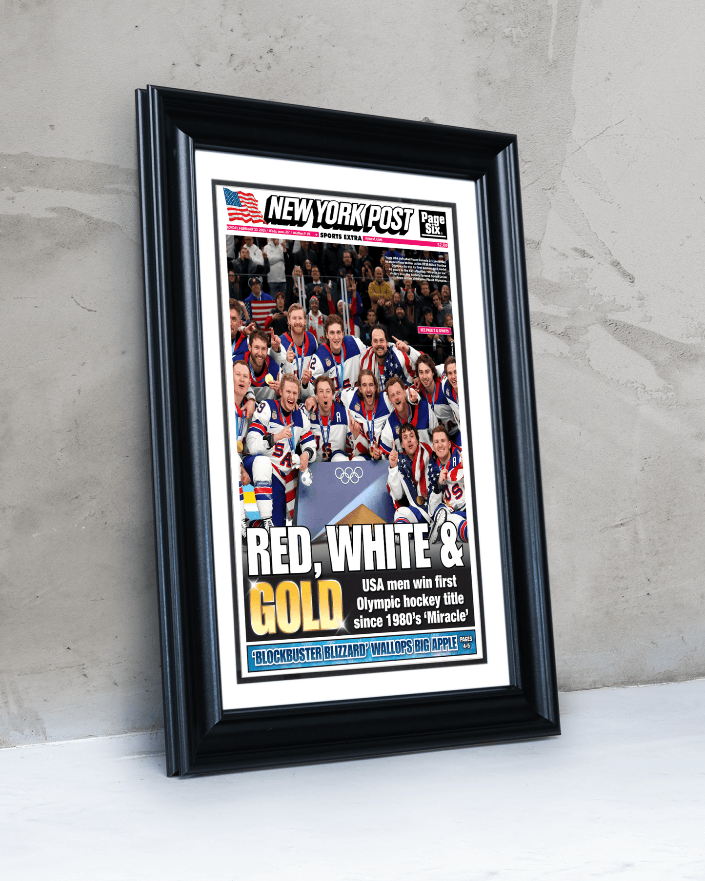 2026 Team USA Hockey “Red, White & Gold” Olympic Champions Framed Newspaper - TitleGameFrames.com