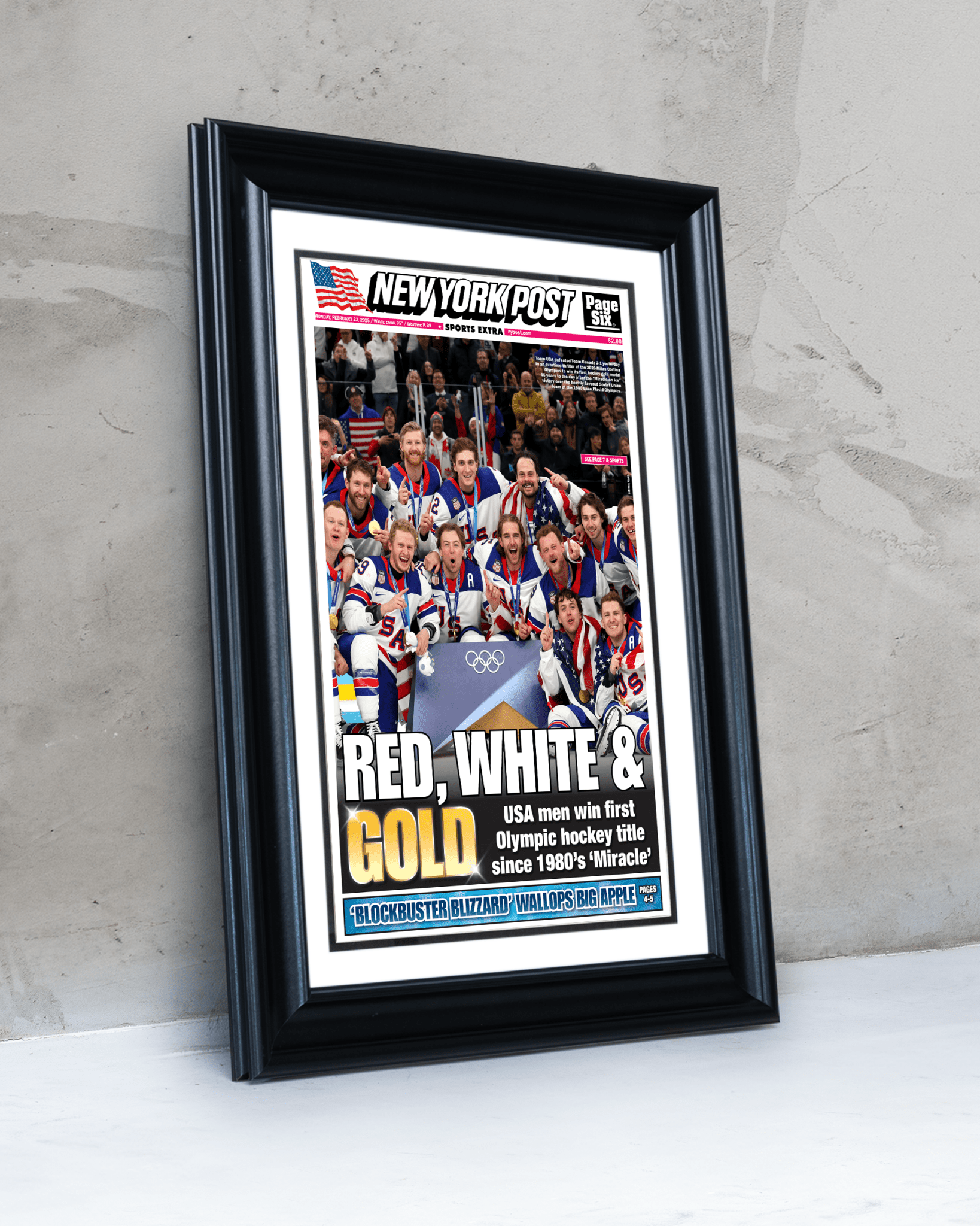 2026 Team USA Hockey “Red, White & Gold” Olympic Champions Framed Newspaper - TitleGameFrames.com