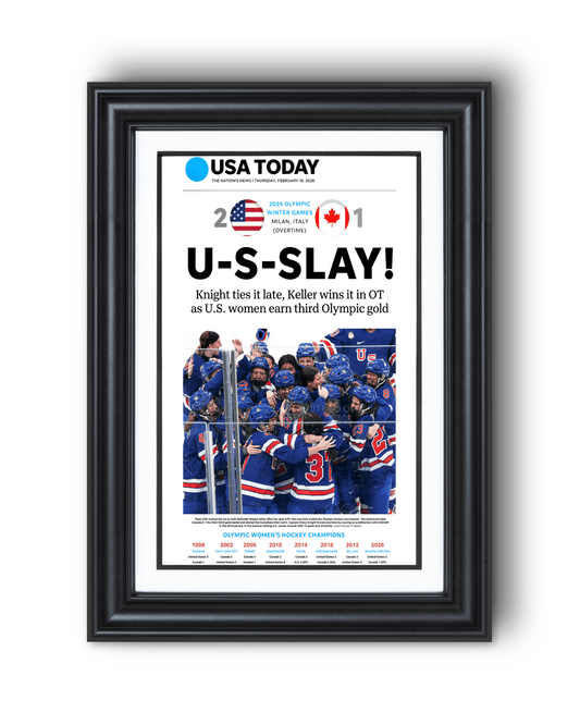 2026 Team USA Women’s Hockey “U - S - Slay!” Olympic Gold vs Canada Commemorative Newspaper Print - TitleGameFrames.com