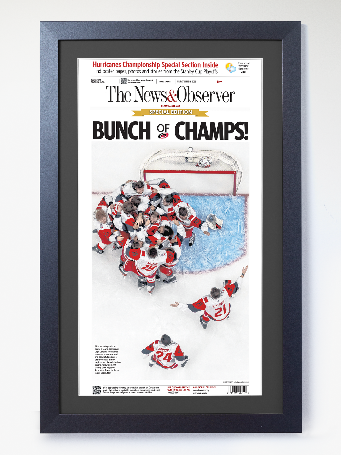 2026 Carolina Hurricanes “Bunch of Champs!” Stanley Cup Special Edition Newspaper