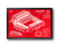 Liverpool Football Club Anfield Stadium Blueprint Wall Art