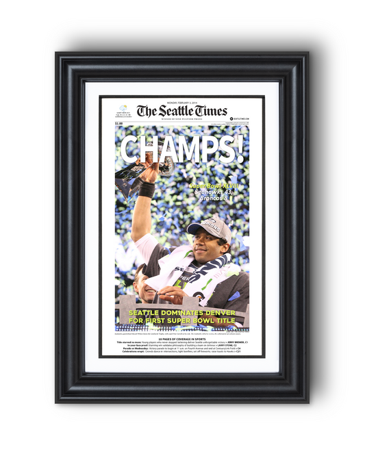 2014 Seattle Seahawks Super Bowl XLVIII Framed Front Page Newspaper Print