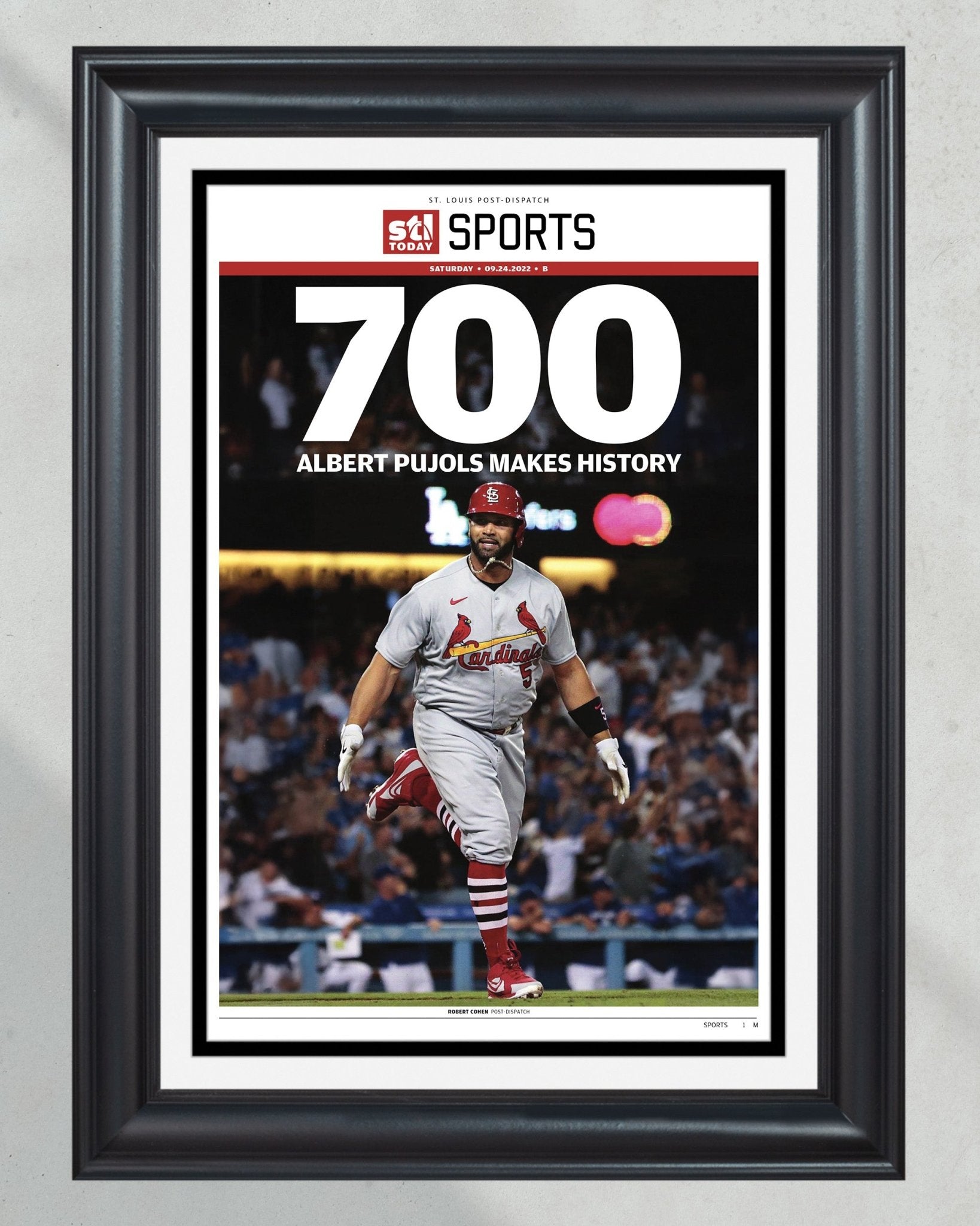 Albert Pujols Hits 700th Home Run Front Page Newspaper Print - Title Game Frames