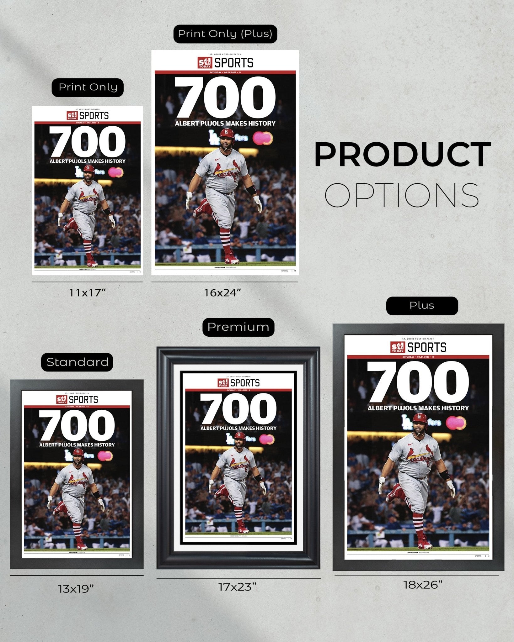 Albert Pujols Hits 700th Home Run Front Page Newspaper Print - Title Game Frames