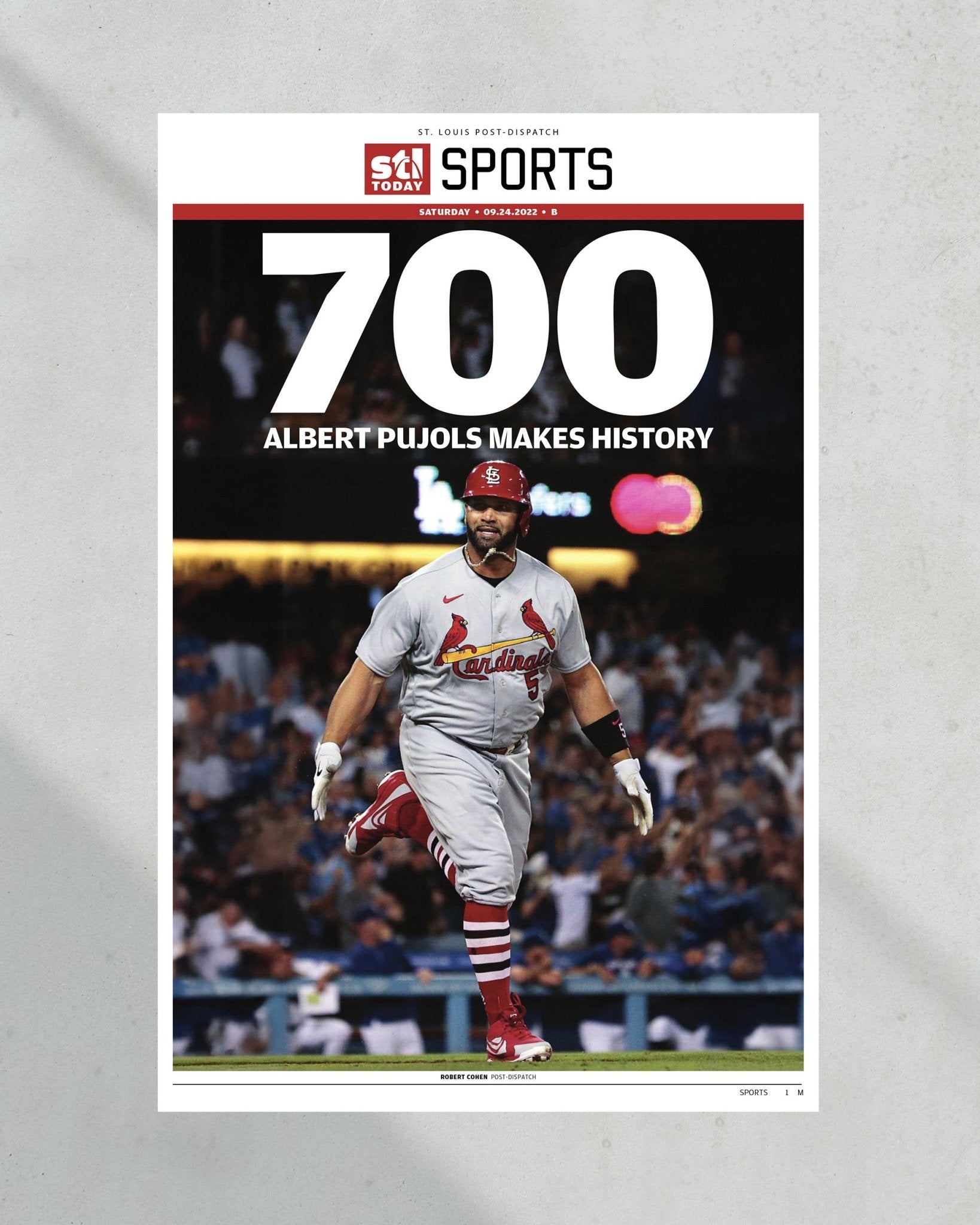 Albert Pujols Hits 700th Home Run Front Page Newspaper Print - Title Game Frames