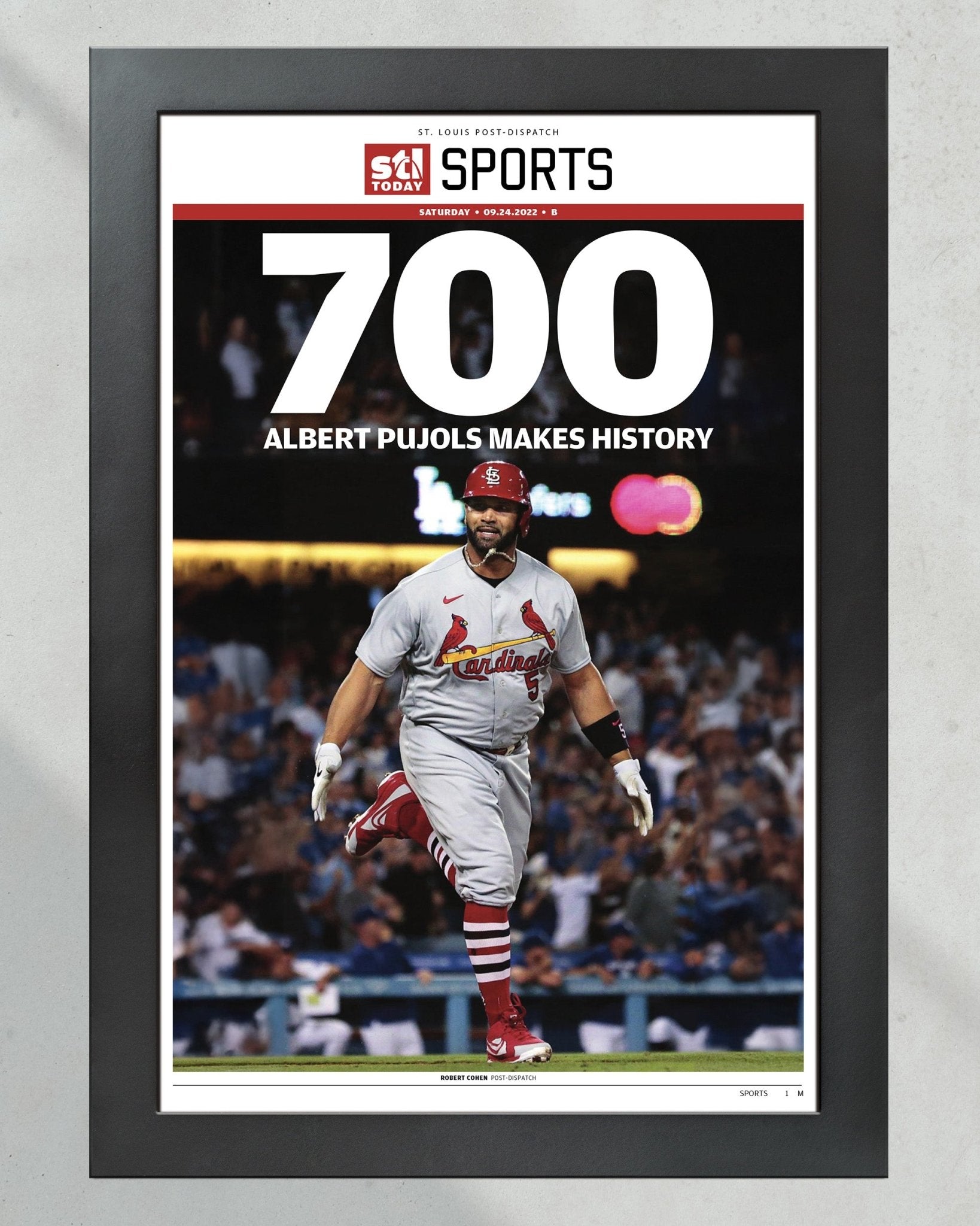 Albert Pujols Hits 700th Home Run Front Page Newspaper Print - Title Game Frames