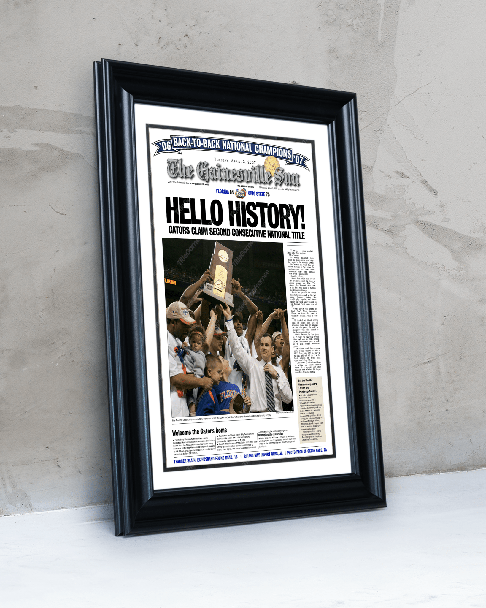 Florida Gators College Basketball Championship Collector Set - 2006, 2007 & 2025 - TitleGameFrames.com