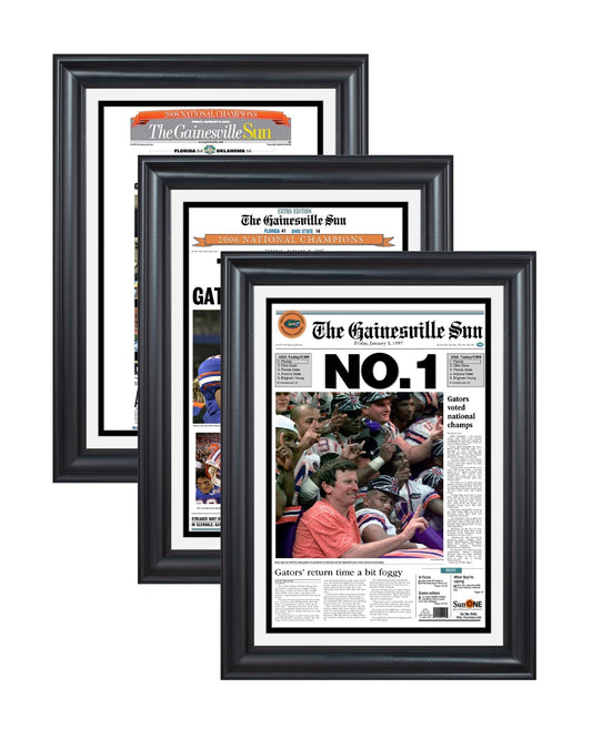 Florida Gators College Football Championship Collector Set - 1996, 2006 & 2008 - TitleGameFrames.com