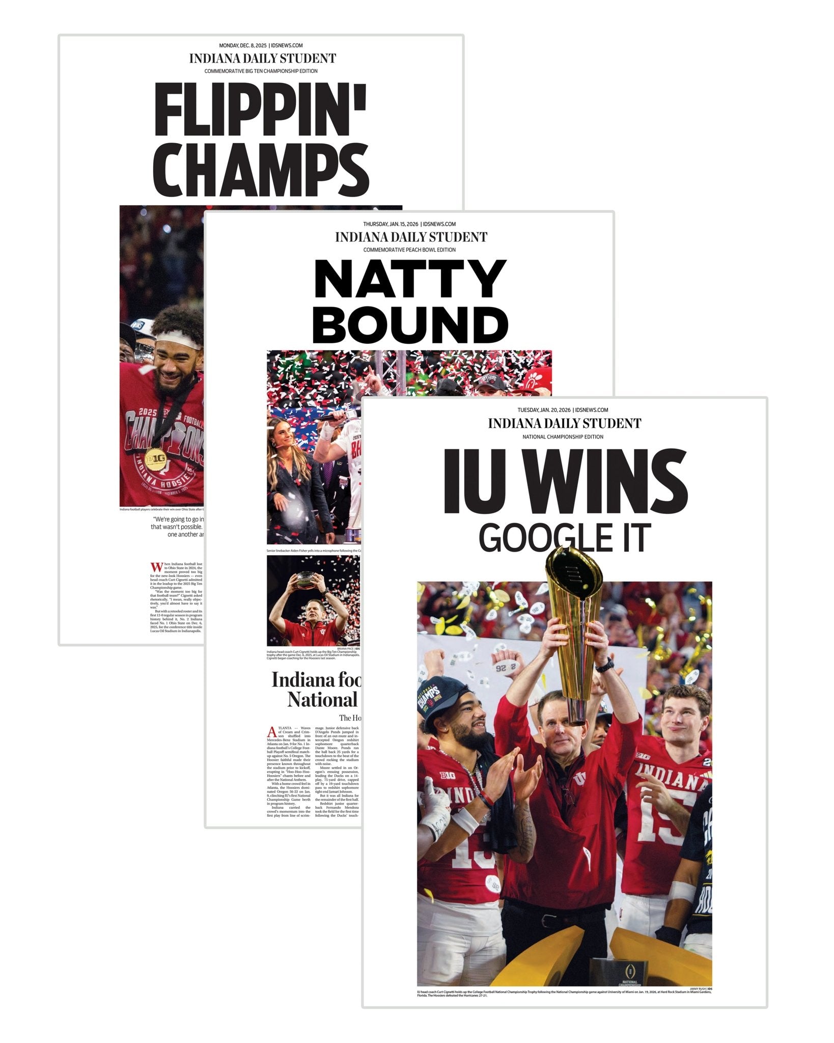 Indiana Hoosier 2026 Championship Collector's Set Framed Newspaper | Flippin Champs, Natty Bound, and Google It! - TitleGameFrames.com