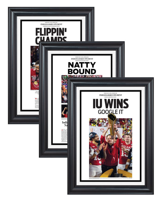 Indiana Hoosier 2026 Championship Collector's Set Framed Newspaper | Flippin Champs, Natty Bound, and Google It! - TitleGameFrames.com