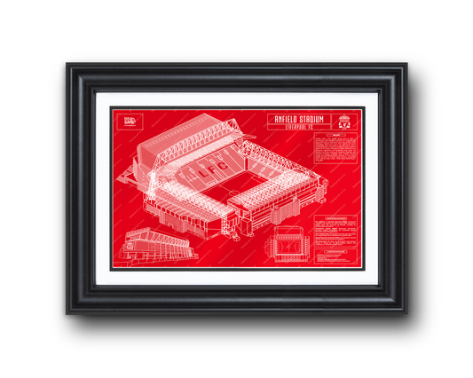 Liverpool Football Club Anfield Stadium Blueprint Wall Art - TitleGameFrames.com