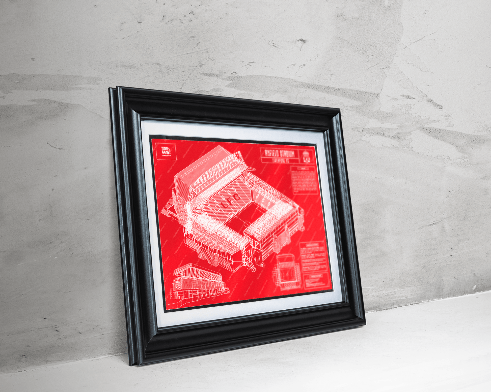 Liverpool Football Club Anfield Stadium Blueprint Wall Art - TitleGameFrames.com