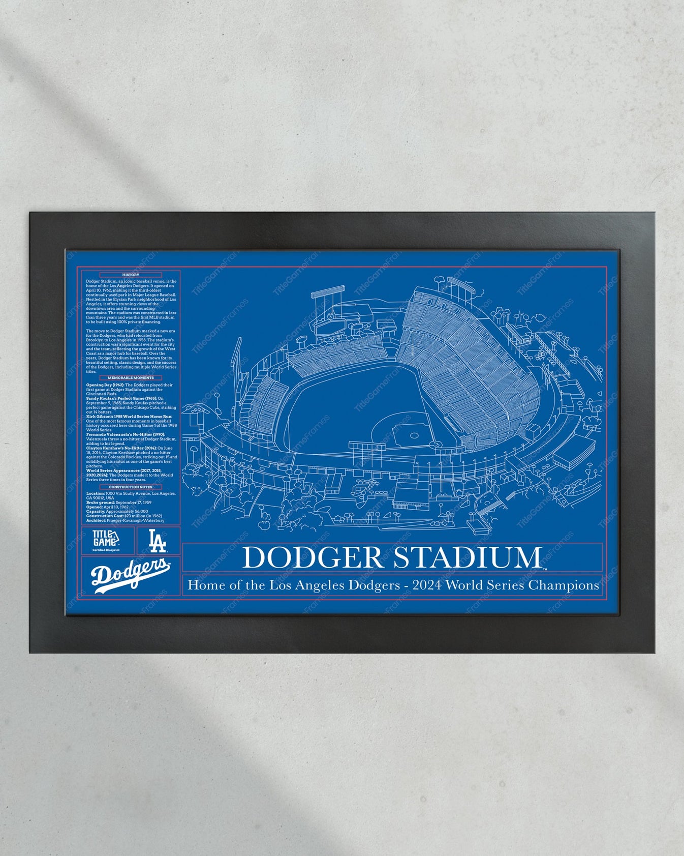 Los Angeles Dodgers Ballpark Stadium Blueprint – TitleGameFrames.com