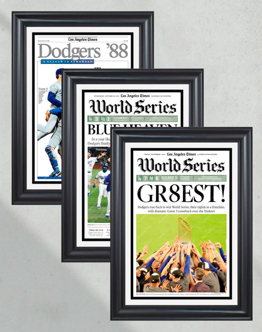 Los Angeles Dodgers World Series Championship Set - 1988, 2020, 2024 - Title Game Frames