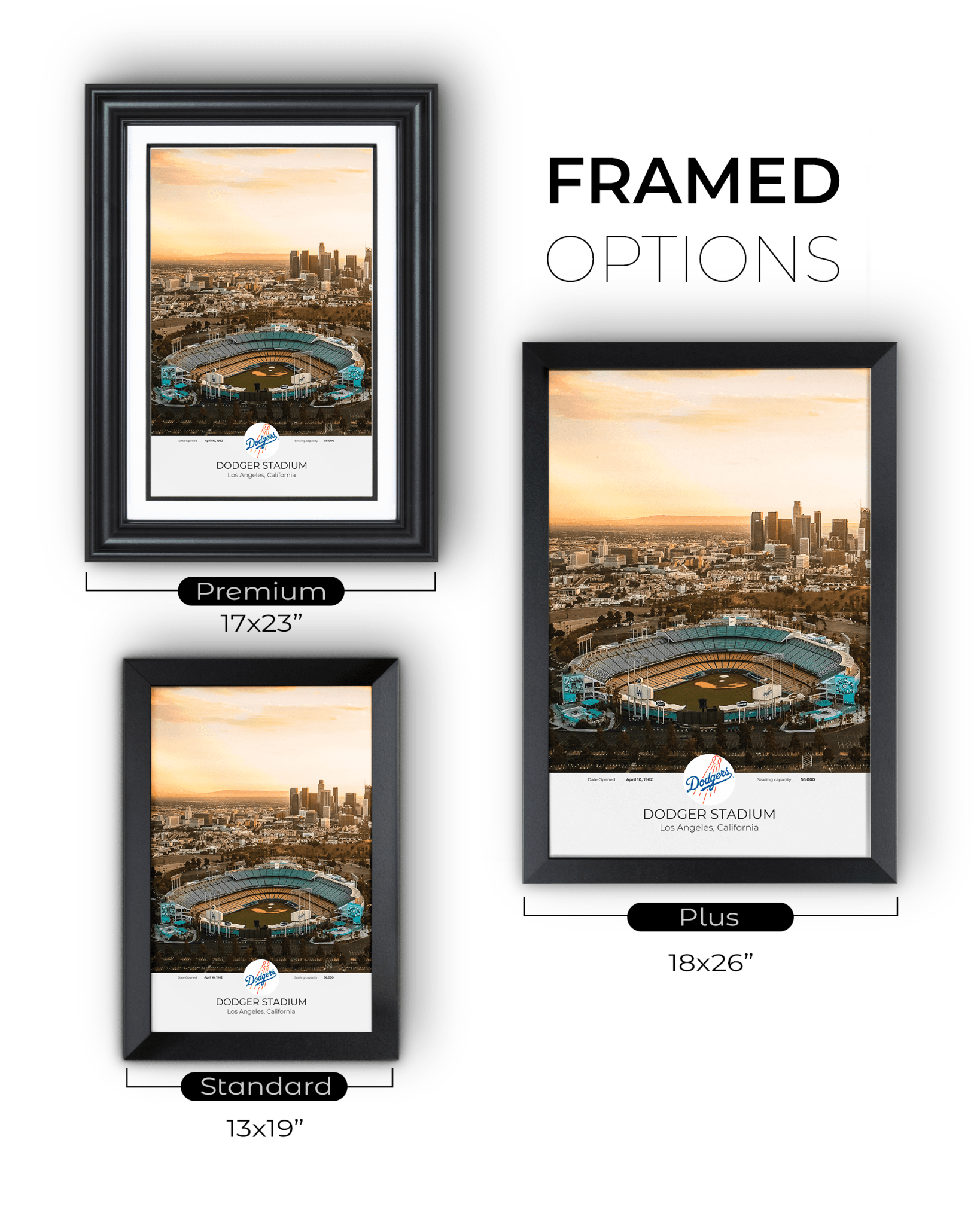 Los Angeles Skyline & Dodger Stadium: Aerial View Framed Print - TitleGameFrames.com