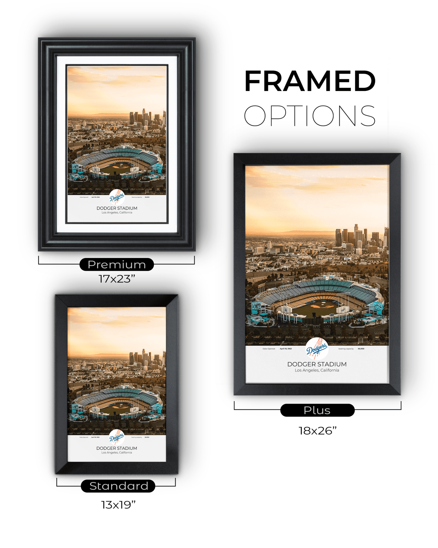 Los Angeles Skyline & Dodger Stadium: Aerial View Framed Print - TitleGameFrames.com