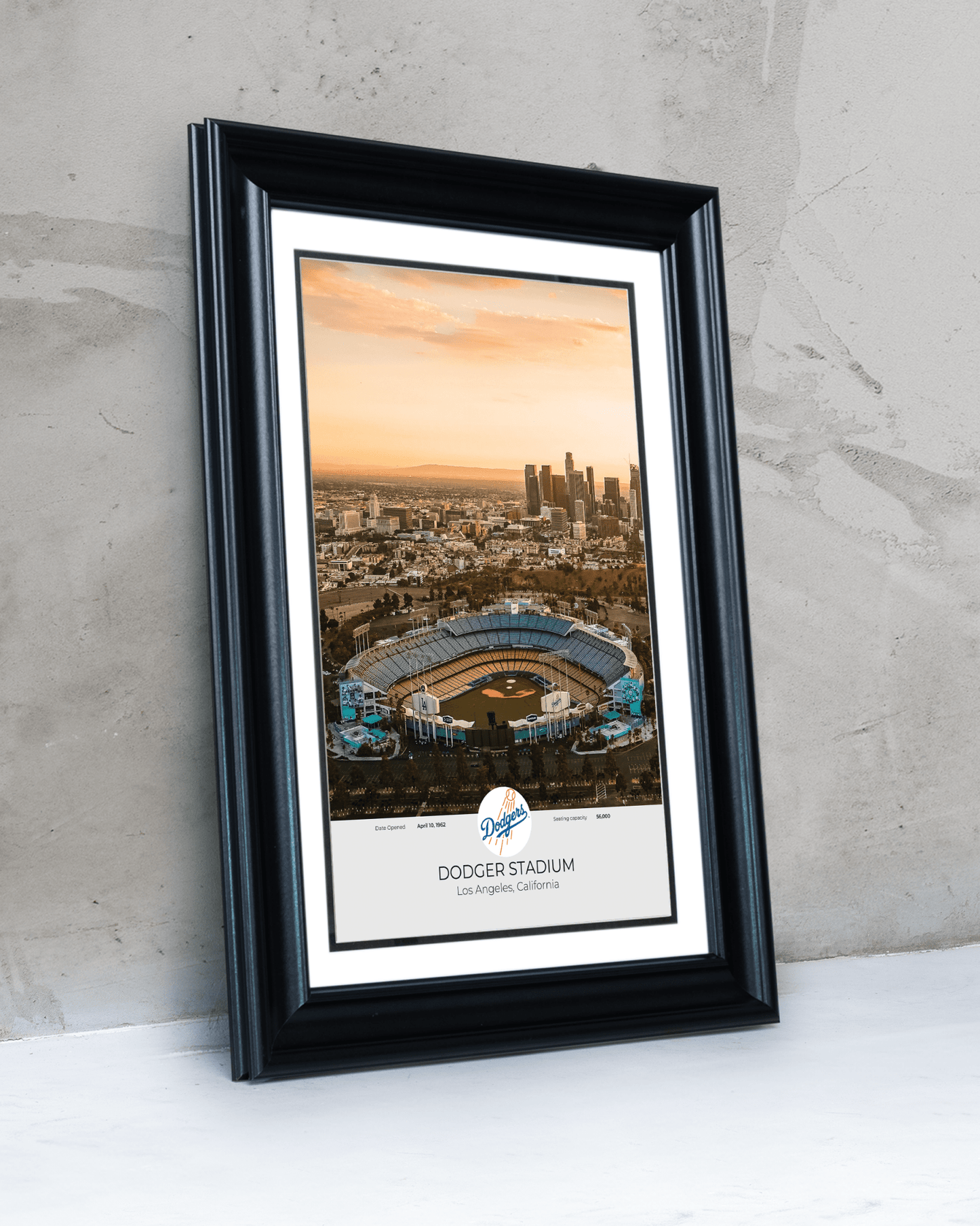 Los Angeles Skyline & Dodger Stadium: Aerial View Framed Print - TitleGameFrames.com