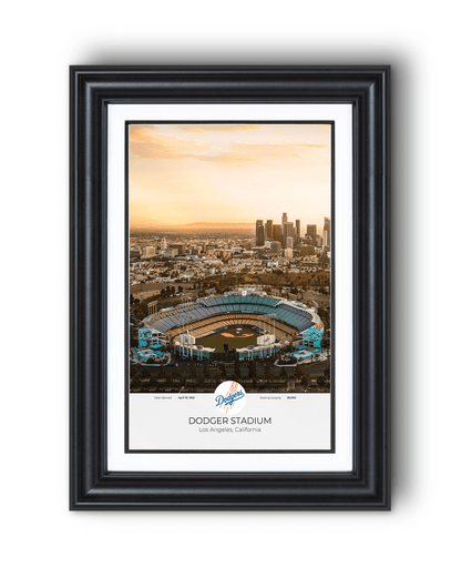 Los Angeles Skyline & Dodger Stadium: Aerial View Framed Print - TitleGameFrames.com