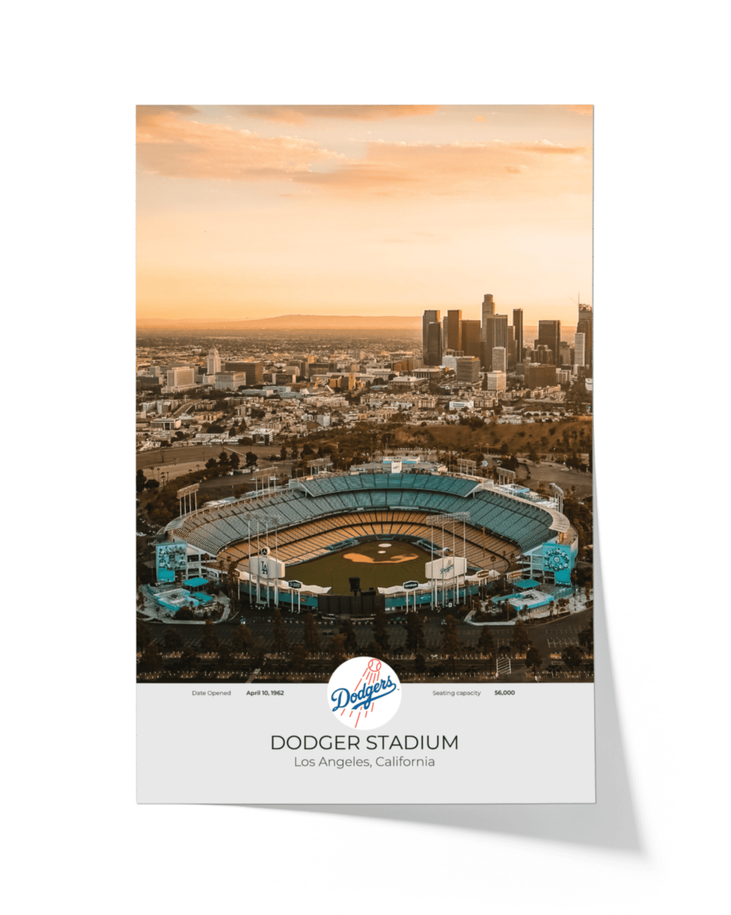 Los Angeles Skyline & Dodger Stadium: Aerial View Framed Print - TitleGameFrames.com