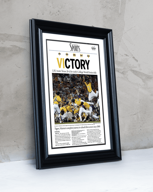 LSU Baseball – Set of 8 CWS Championship Front Page Newspapers (1991–2025) - TitleGameFrames.com