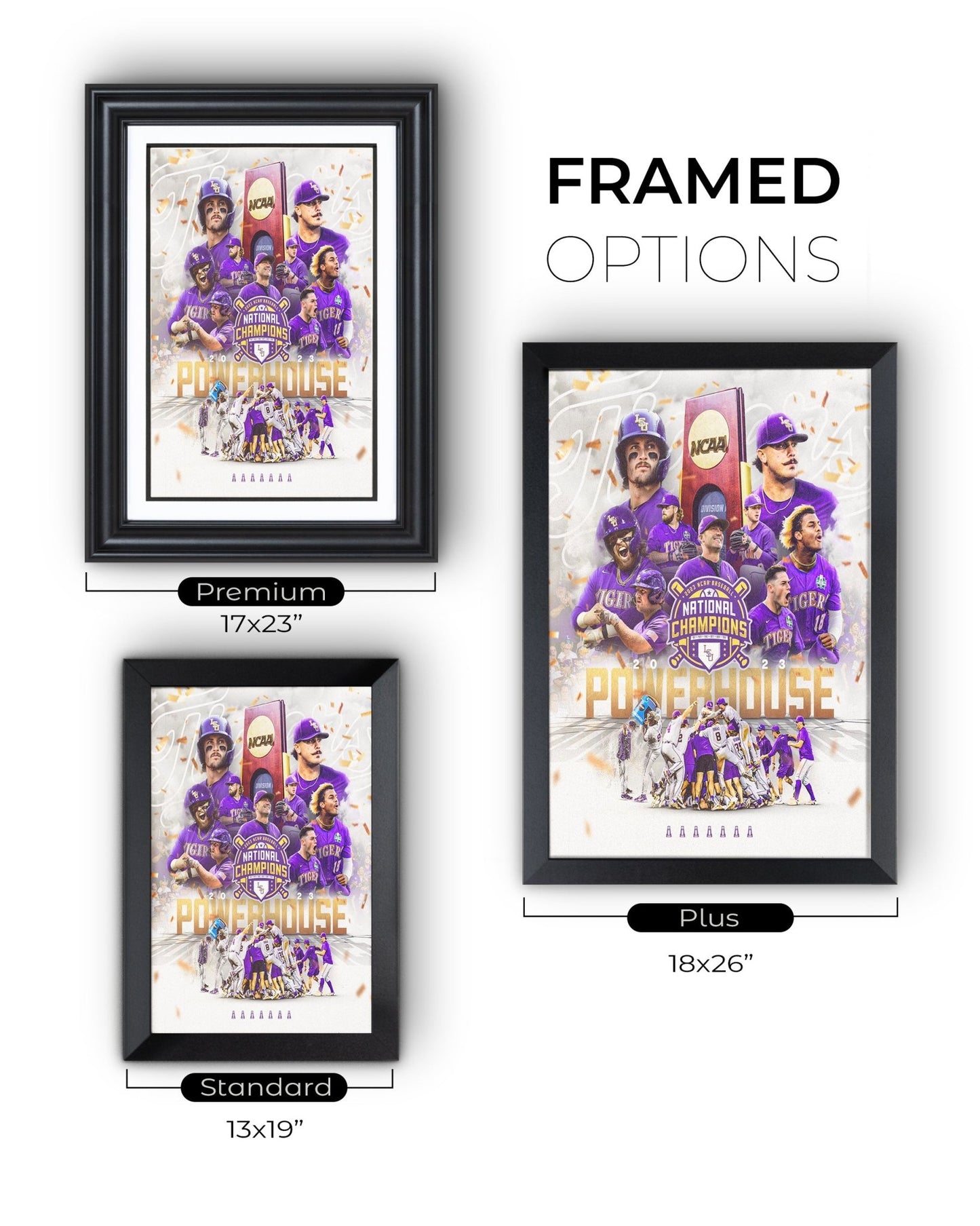LSU Tigers 2023 "Powerhouse" College World Series Championship Commemorative Print - TitleGameFrames.com