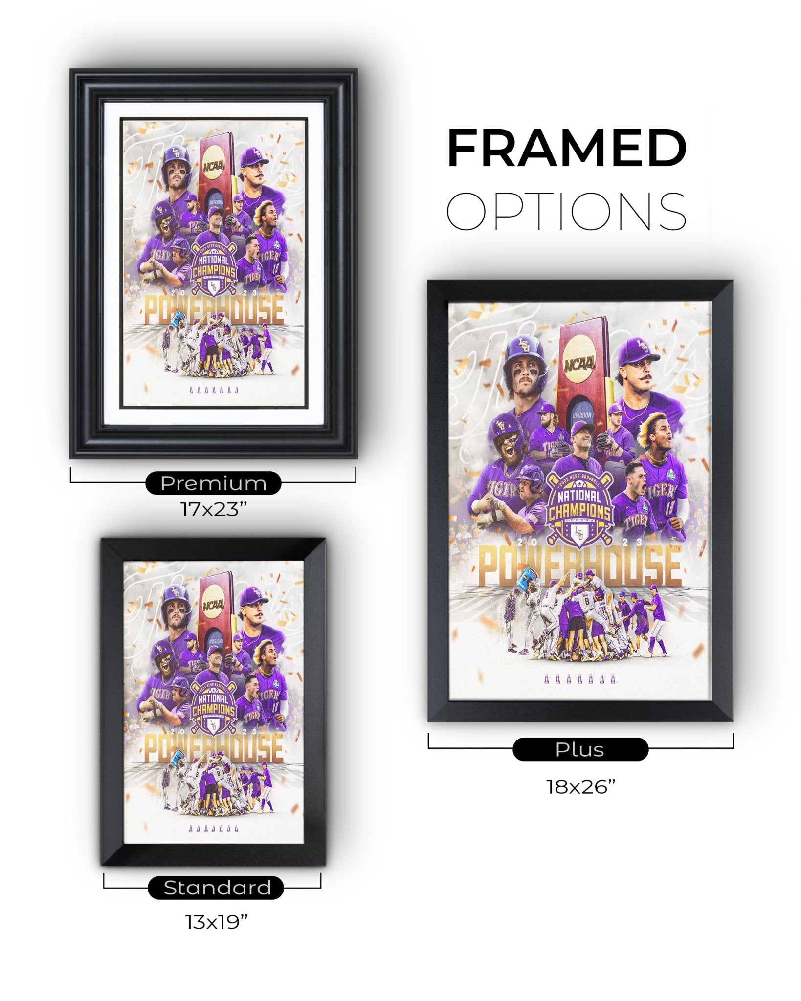 LSU Tigers 2023 "Powerhouse" College World Series Championship Commemorative Print - TitleGameFrames.com