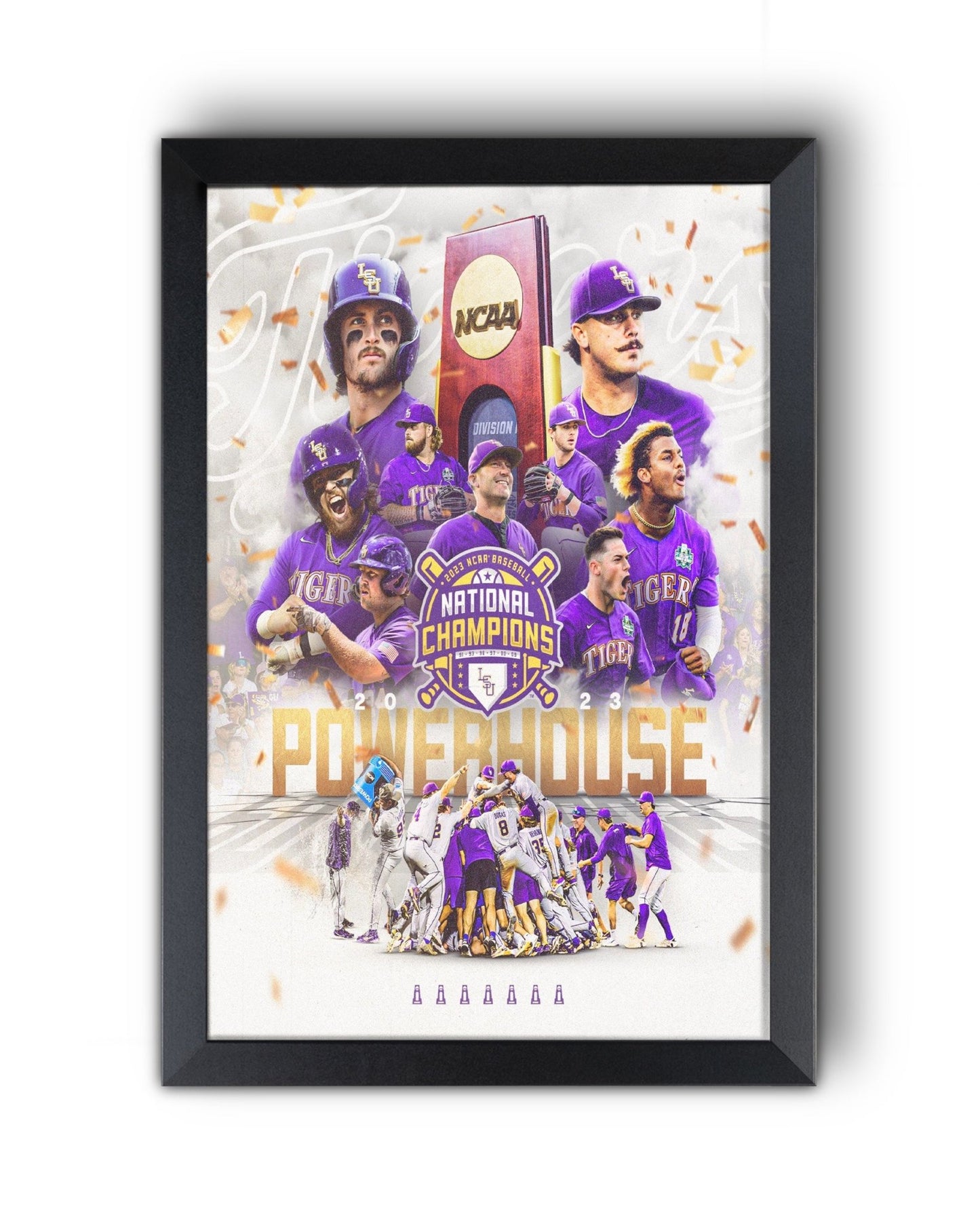 LSU Tigers 2023 "Powerhouse" College World Series Championship Commemorative Print - TitleGameFrames.com