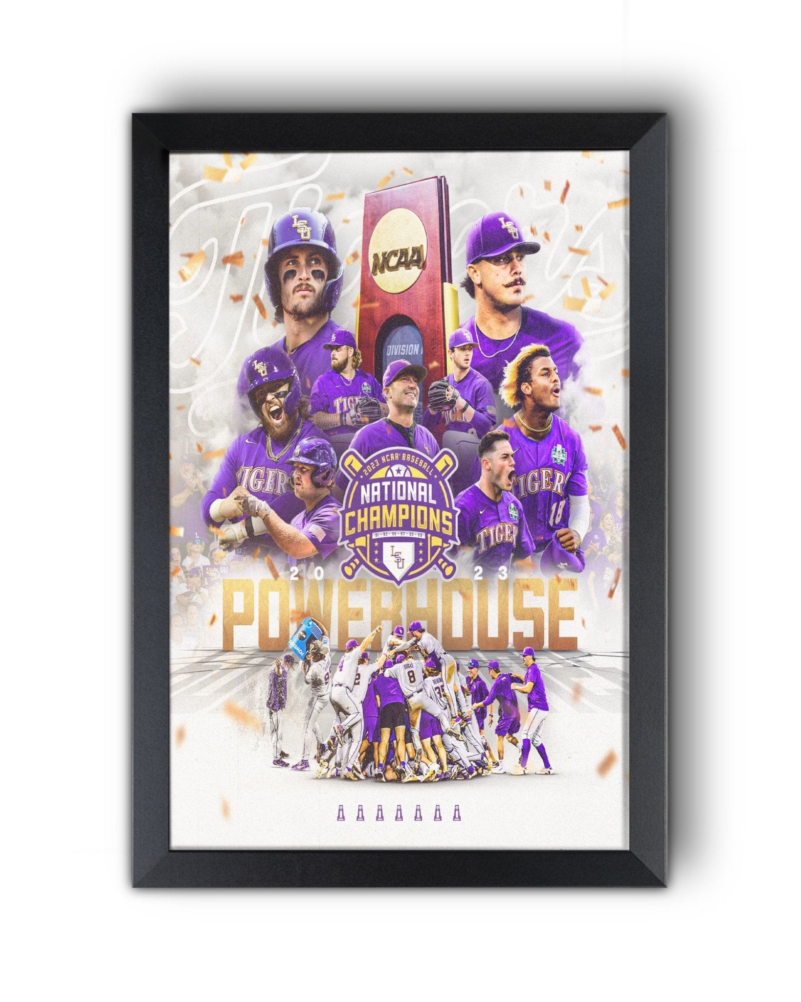 LSU Tigers 2023 "Powerhouse" College World Series Championship Commemorative Print - TitleGameFrames.com