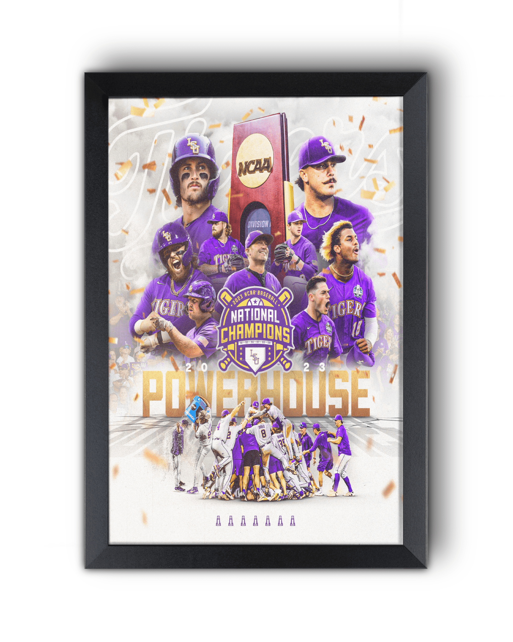 LSU Tigers 2023 "Powerhouse" College World Series Championship Commemorative Print - TitleGameFrames.com