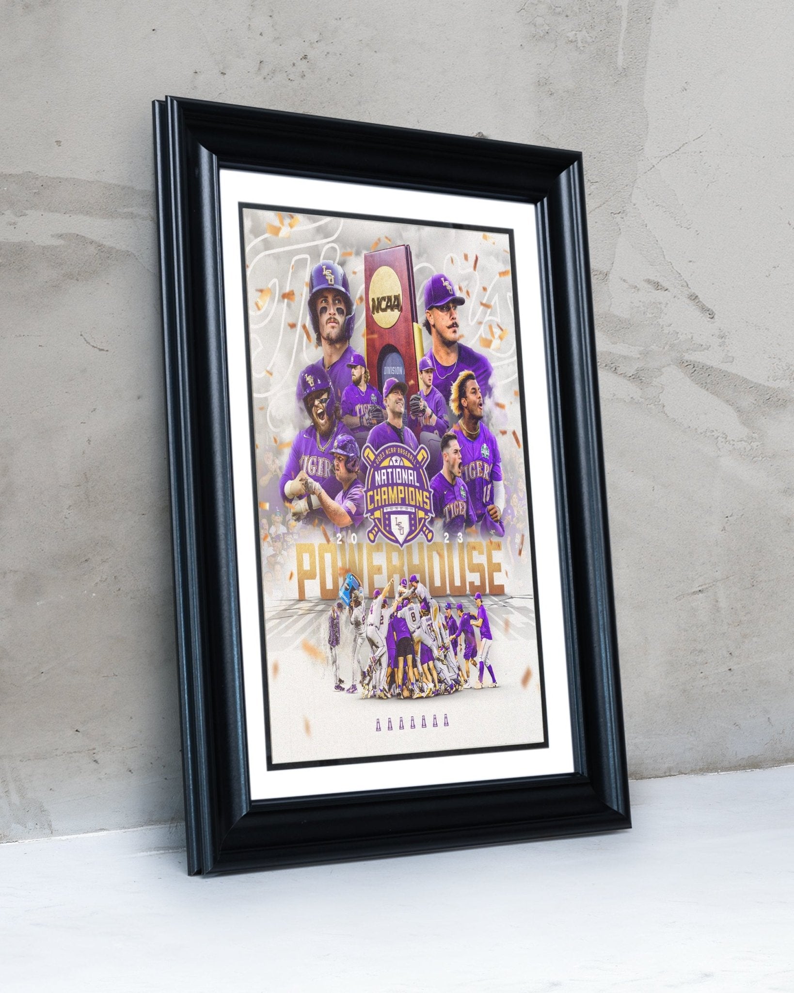 LSU Tigers 2023 "Powerhouse" College World Series Championship Commemorative Print - TitleGameFrames.com