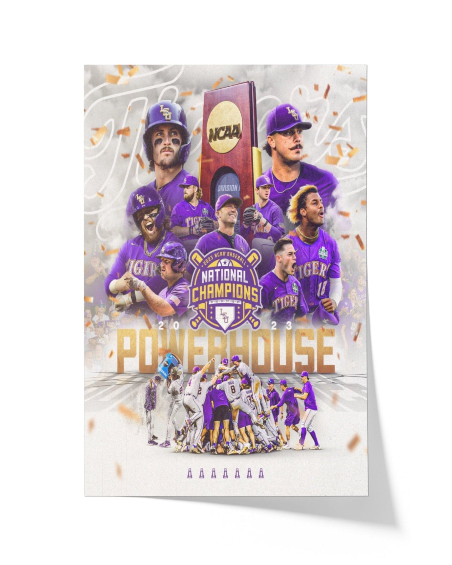 LSU Tigers 2023 "Powerhouse" College World Series Championship Commemorative Print - TitleGameFrames.com