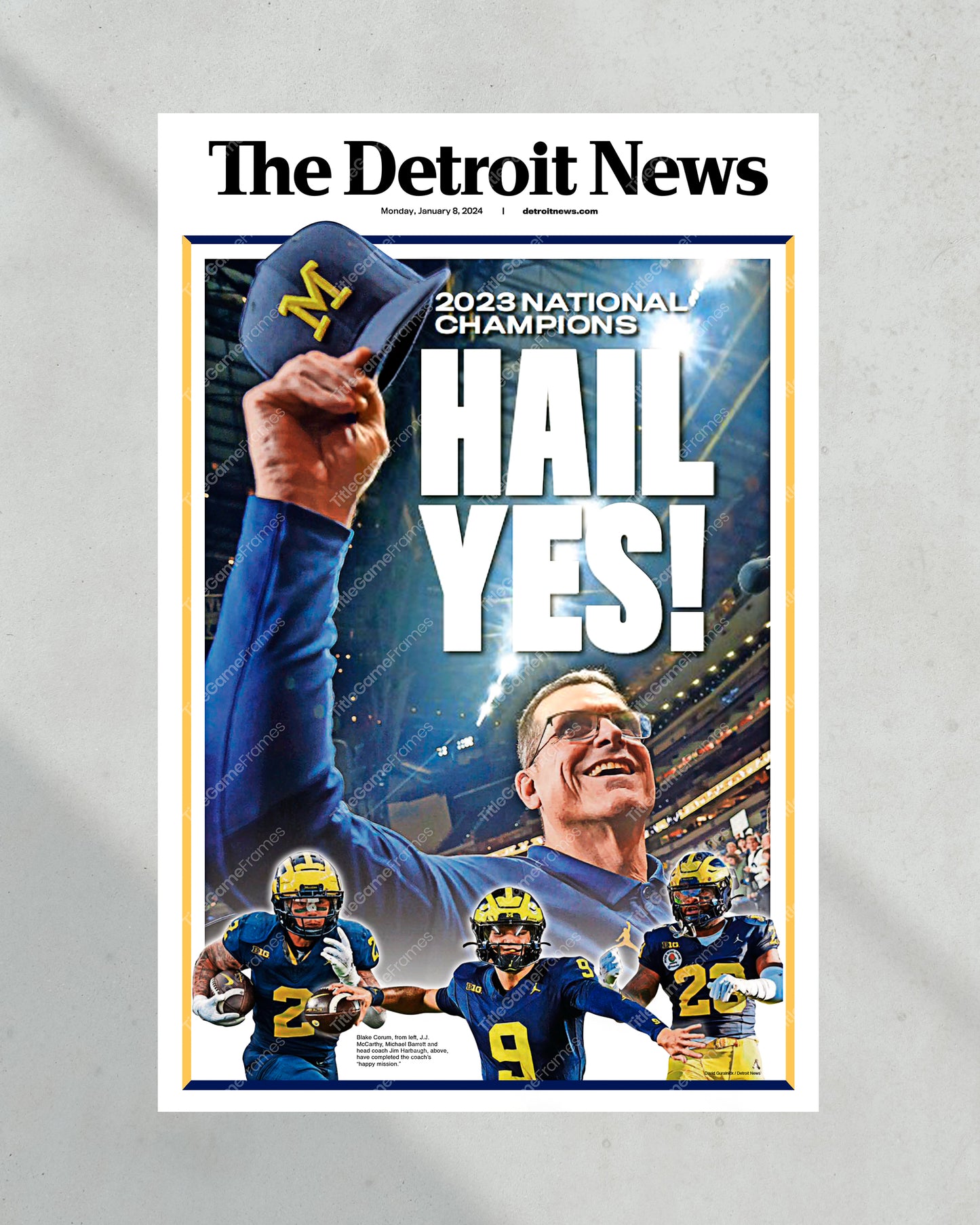 2024 Michigan Wolverines National Champions: 'HAIL YES!' Tribute - Framed Commemorative Print