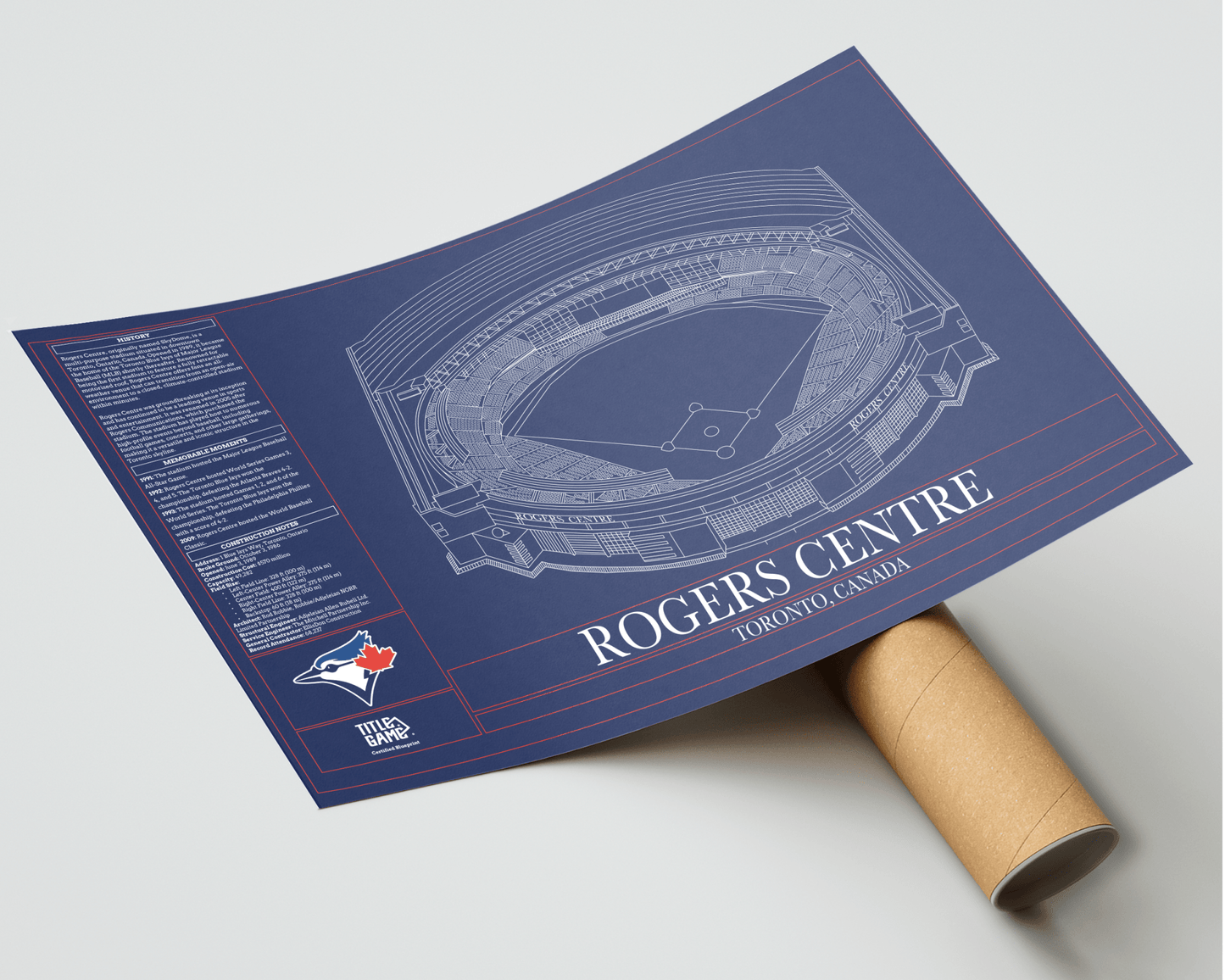 Rogers Centre Blueprint – Toronto Blue Jays Ballpark Stadium Wall Art - TitleGameFrames.com