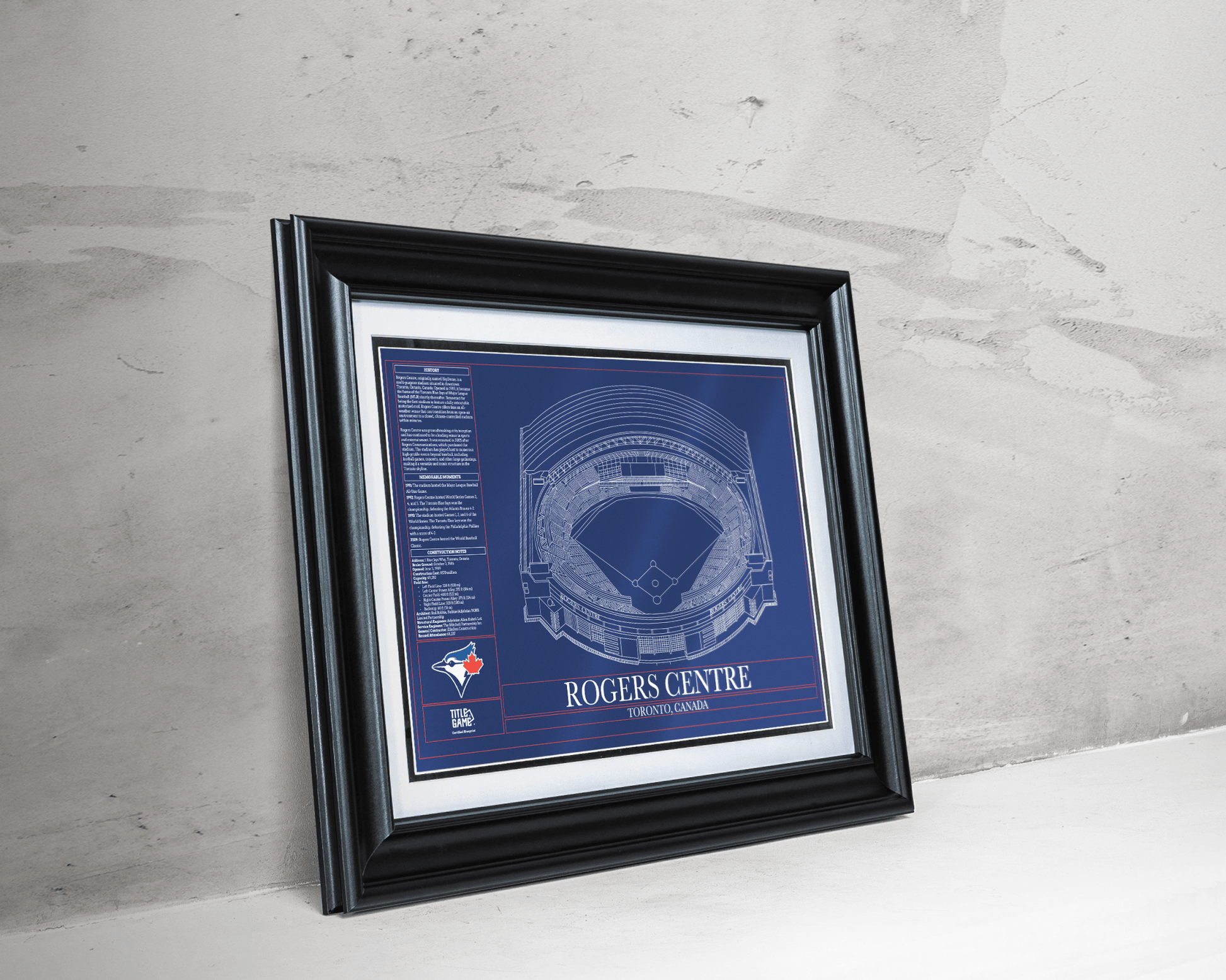 Rogers Centre Blueprint – Toronto Blue Jays Ballpark Stadium Wall Art - TitleGameFrames.com