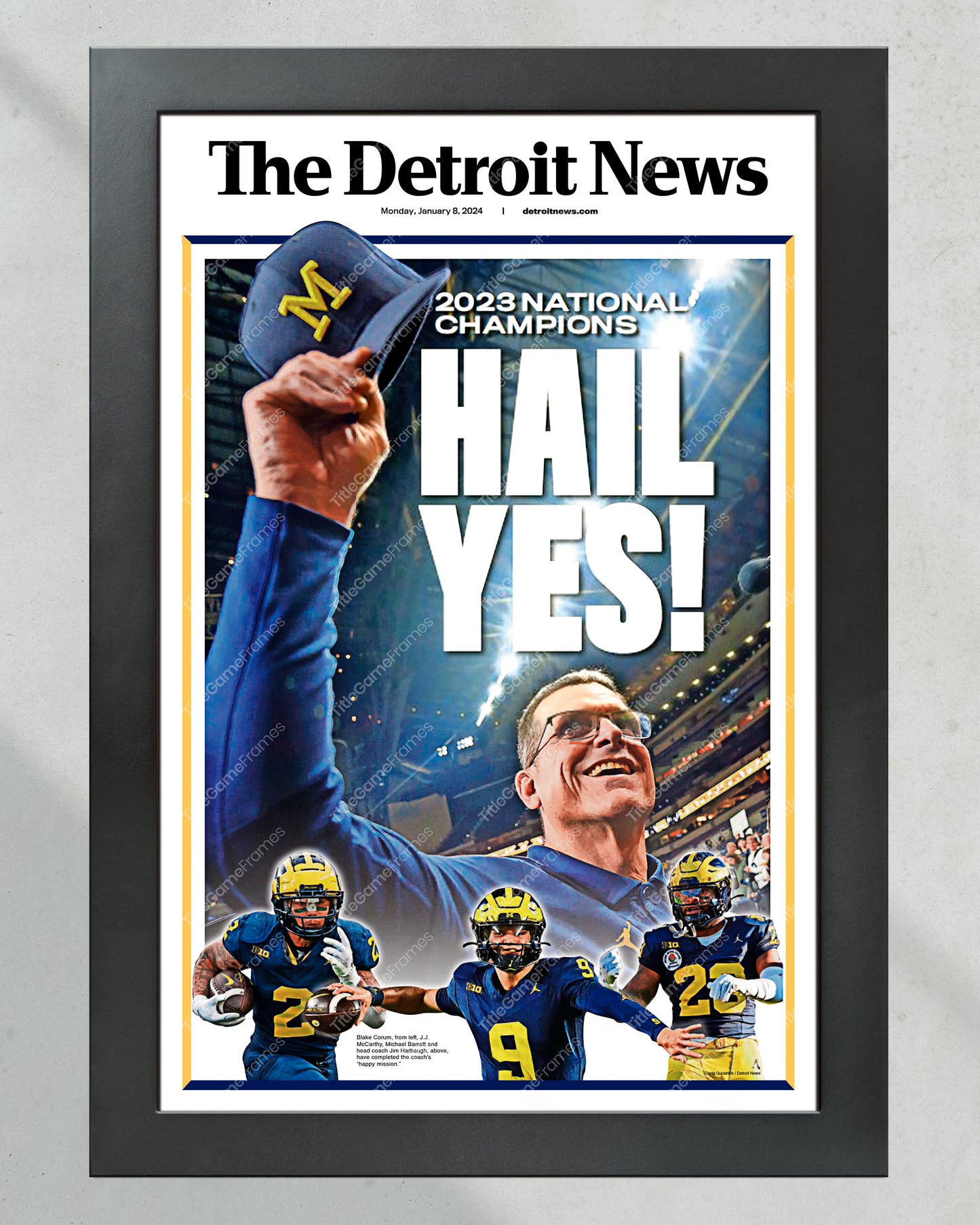 2024 Michigan Wolverines National Champions: 'HAIL YES!' Tribute - Framed Commemorative Print