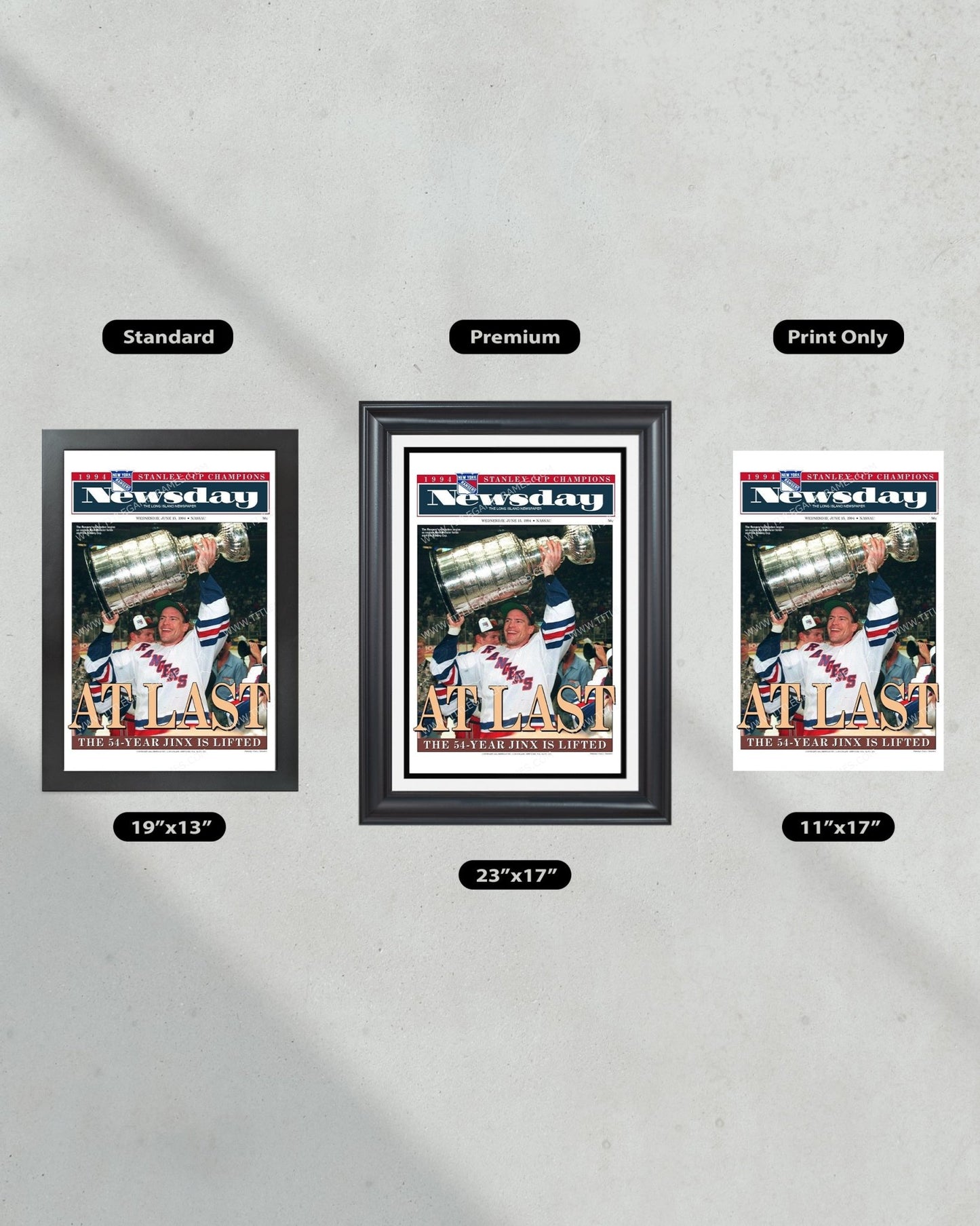 1994 New York Rangers “It’s Ours” Stanley Cup Champion Framed Front Page Newspaper Print - Title Game Frames