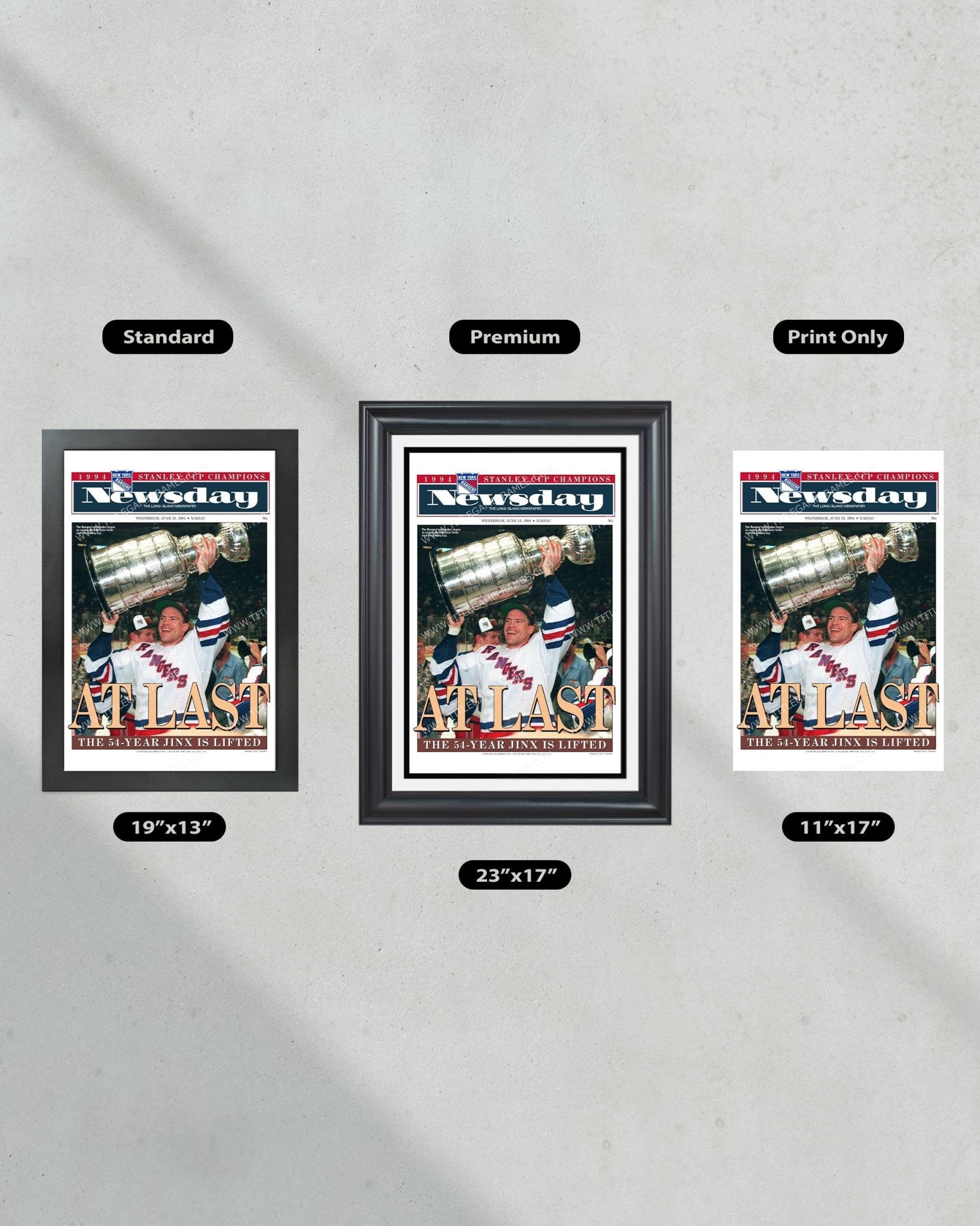 1994 New York Rangers “It’s Ours” Stanley Cup Champion Framed Front Page Newspaper Print - Title Game Frames