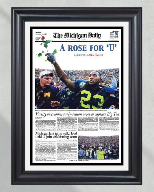 "2003 Big Ten Championship: Michigan's 'A Rose for 'u' Victory Over Ohio State Framed Print - Title Game Frames