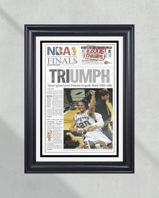 2005 San Antonio Spurs NBA Champion Framed Newspaper Front Page Print - Title Game Frames