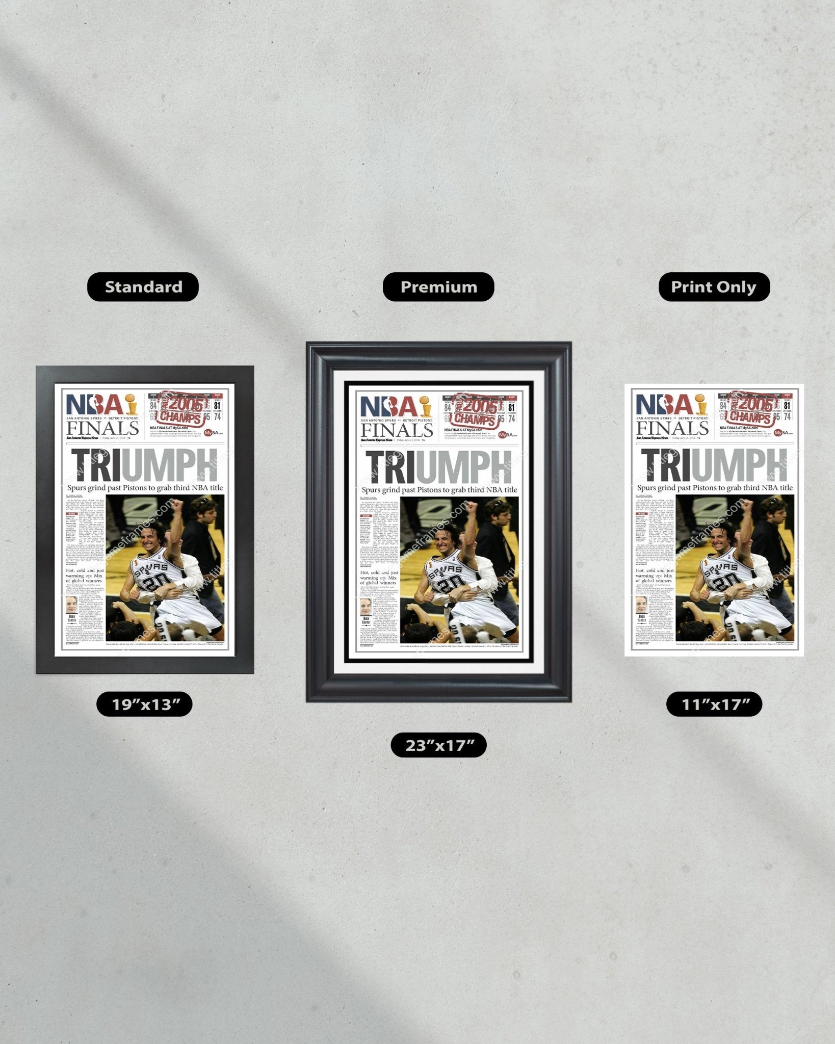 2005 San Antonio Spurs NBA Champion Framed Newspaper Front Page Print - Title Game Frames