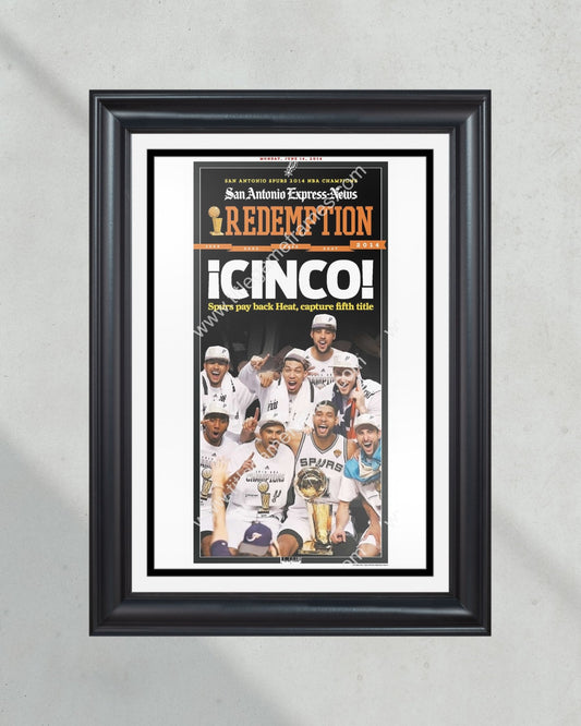 2014 San Antonio Spurs NBA Champion Framed Newspaper Front Page Print - Title Game Frames