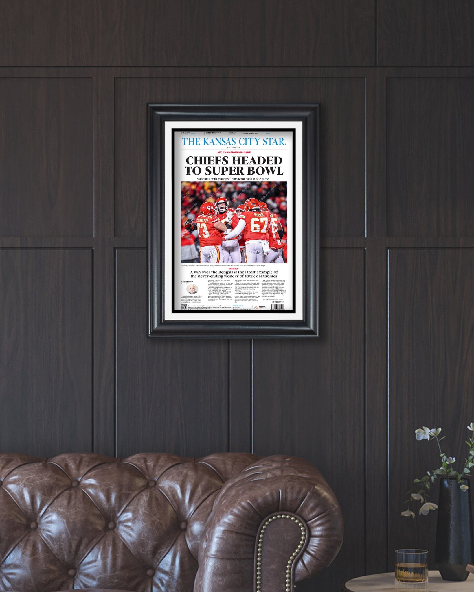 2023 Kansas City Chiefs 'Headed to Super bowl' AFC Champions Framed Front Page Newspaper - Title Game Frames