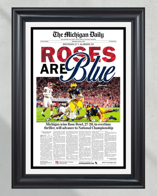2023 Rose Bowl Victory: Michigan Wolverines Overcome Alabama - 'Roses are Blue' Commemorative Print - Title Game Frames