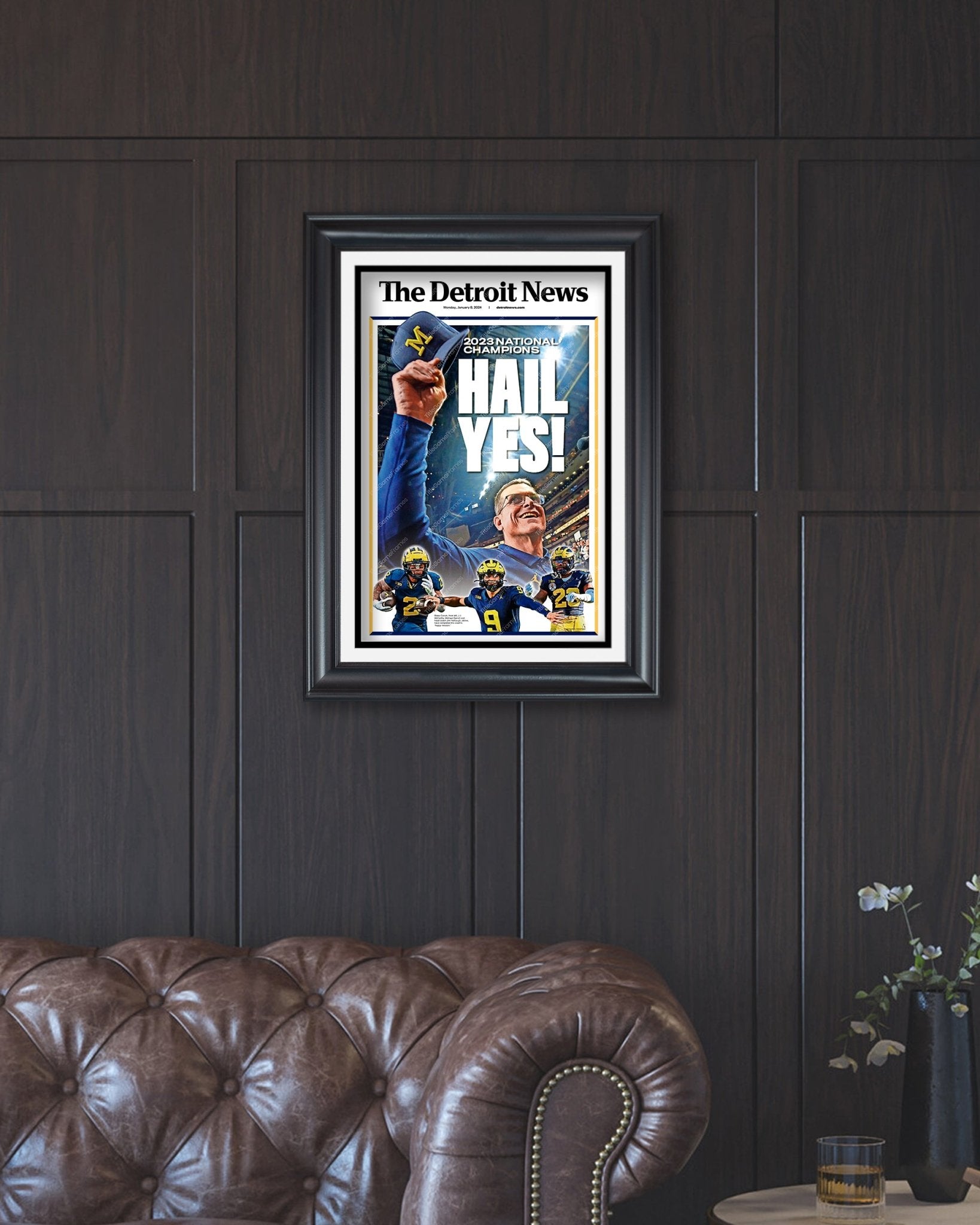 2024 Michigan Wolverines National Champions: 'HAIL YES!' Tribute - Framed Commemorative Print - Title Game Frames