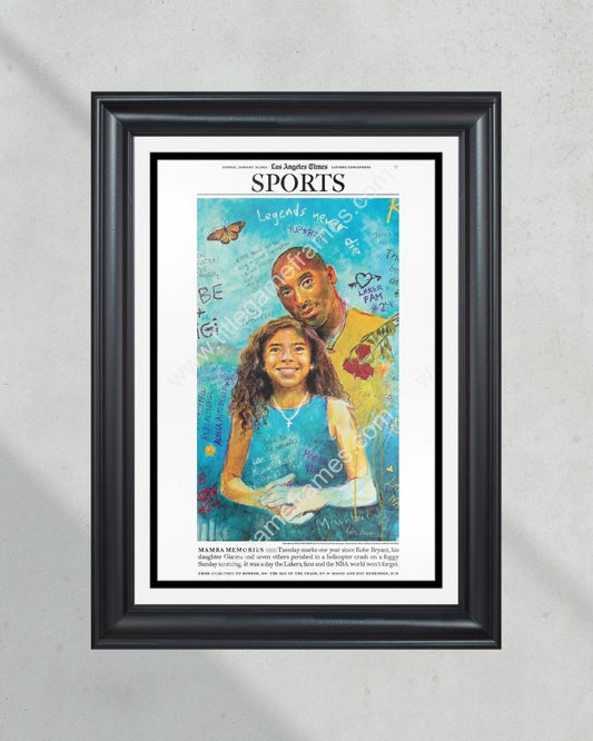 Kobe and Gigi Bryant Memorial Framed Front Page Newspaper Art - Title Game Frames